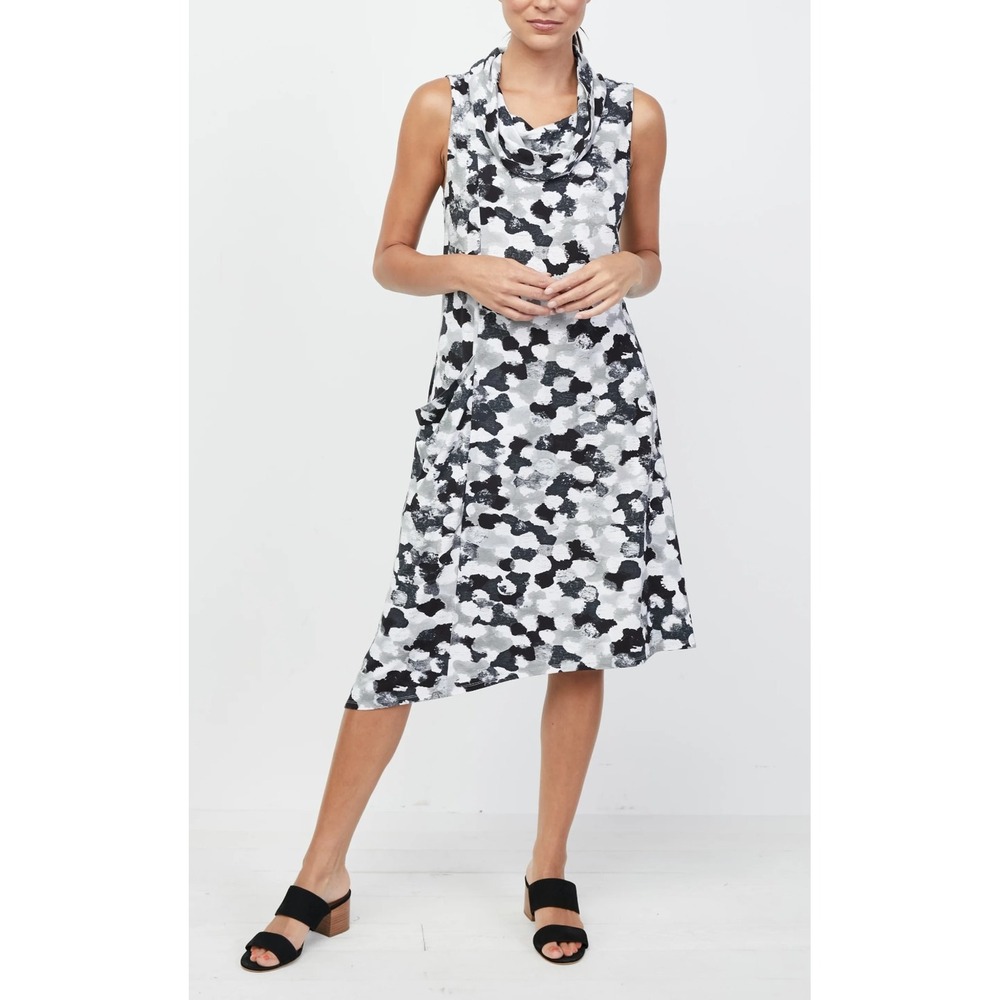 Liv by Habitat Womens Cowl Neck Tank Dress Size S Gray Artsy Travel Modern